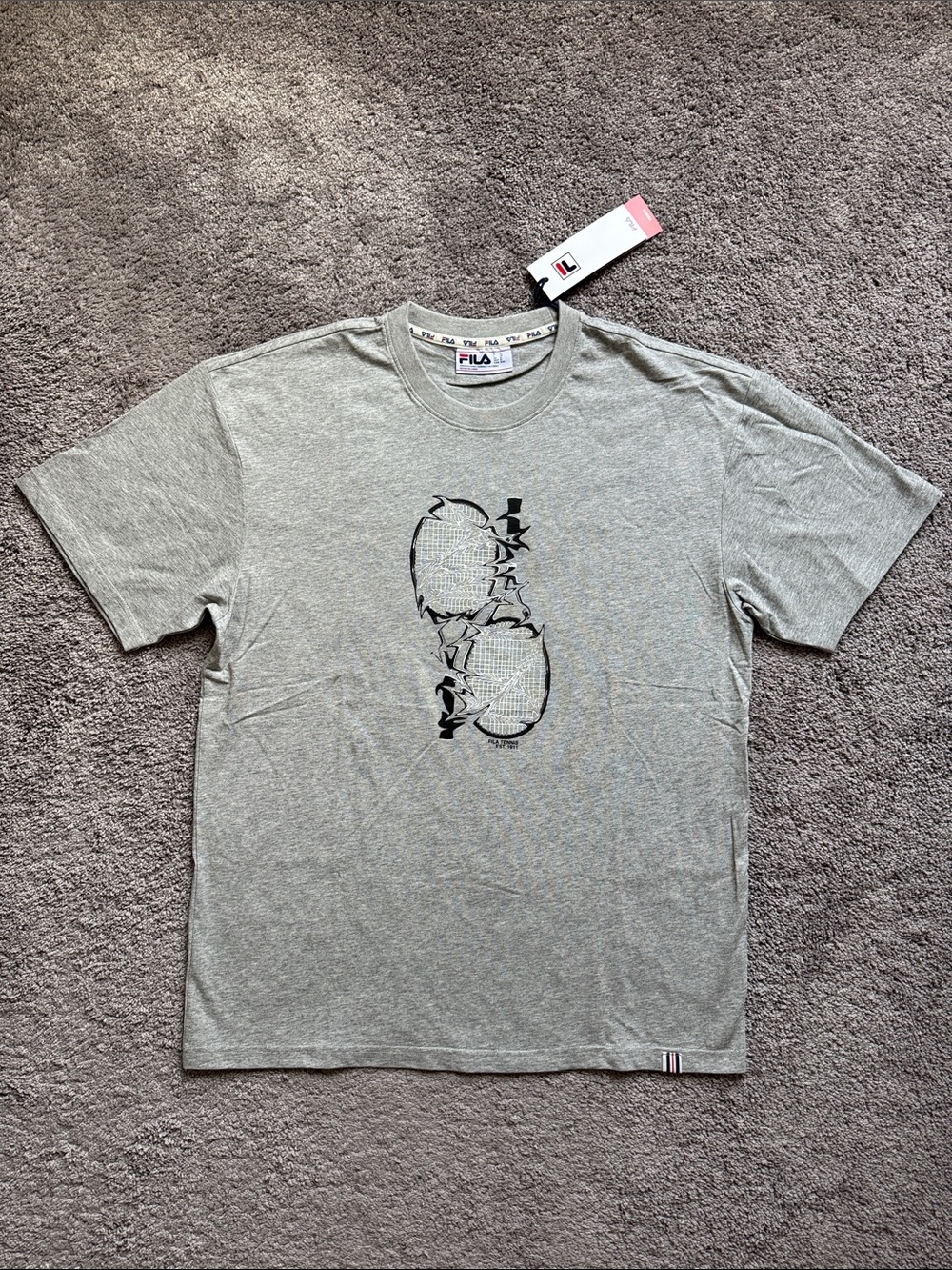NWT Men’s Fila Tennis Twisted Racket Graphic Tee Heather Gray Size M